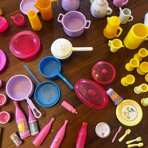 Barbie Kitchen Accessories Lot Plates Cups Appliances Vintage